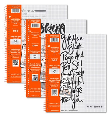 ROARING SPRING 3pack Whitelines Premium 5x5 Graph Ruled Spiral Notebook Digitally Download Your Notes Free App 11 X 85 70 Sheets