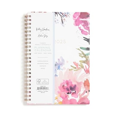 Blue Sky Planning Calendar Kelly Ventura Magenta Blooms WeeklyMonthly Layut Safety Wirebound Magenta Blooms 2025 5 x 8