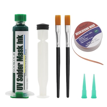Sookolr UV Solder Mask Ink  Desoldering Wick PCB BGA Solder Resist Ink Solder Film Missing Repair10Ft Desoldering Wick Braid Remover Solder 11