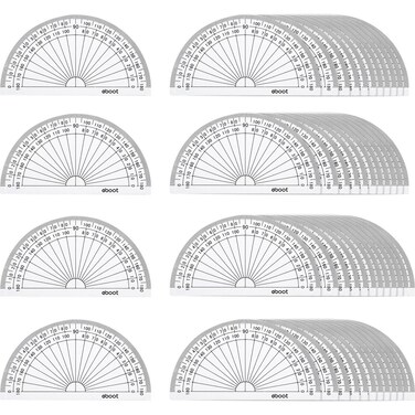 eBoot 50 Pack Math Protractors Plastic Protractor 180 Degrees 4 Inches Clear