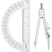 EBOOT 2 Pack Student Geometry Math Set Drawing Compass and 6 Inch Clear Swing Arm Protractors 180 Degree Math Protractor Style 1