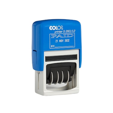 COLOP SelfInking S 260 Message Dater Nontoxic and Water Based Ink Adjustable Date Stamp Paid