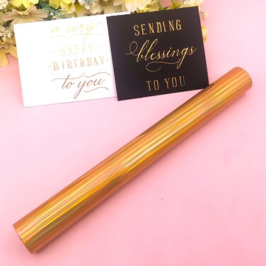Alinacutle Gold Laser Toner Reactive Foil Roll Metallic Transfer Hot Foil Sheet for Scrapbooking Paper CraftsPlannerInvitation 760IN Width1640FT Length1PK