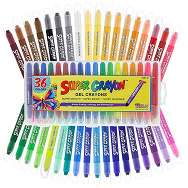 US Art Supply Super Crayons Set of 36 Colors  Smooth Easy Glide Gel Crayons  Bright Blendable and Washable