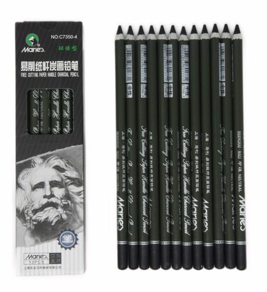 Maries Charcoal Pencil Set  12pcspk  Black Free Cutting Paper Handle Charcoal Pencil C7350 Medium
