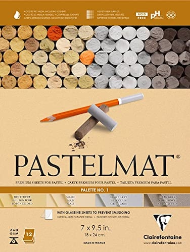 Clairefontaine Pastelmat Glued Pad  Palette No 1  7 x 9 12 Inches 18 x 24 cm  360g  12 Sheets  Maize Buttercup Dark Grey Light Grey