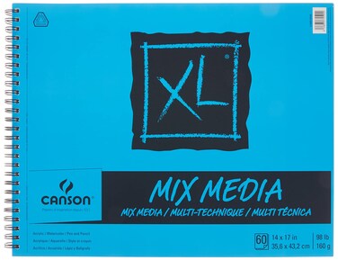 Canson Xl Series Mix Paper Pad Heavyweight Fine Texture Heavy Sizing For Wet And Dry Media Side Wire Bound 98 Pound 14 X 17 In 60 Sheets 14X17 0