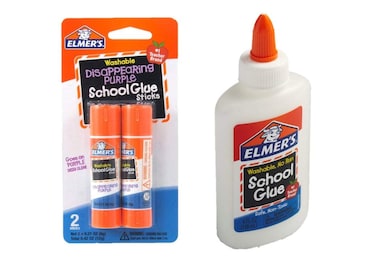 Elmers bundle Washable Liquid School Glue White Dries Clear 4 fl oz Plus Disappearing Purple Elmers School Glue Stick 7g 2pk