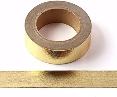 Syntego Solid Foil Washi Tape Decorative Self Adhesive Masking Tape 15mm x 10 Meters Gold