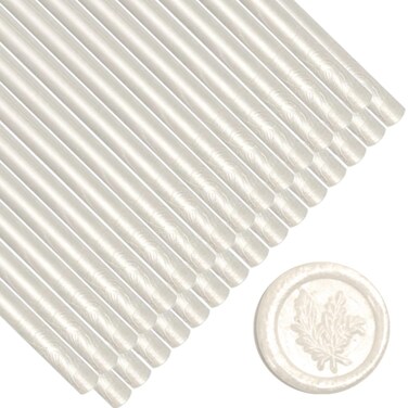 ONWINPOR Pearl White Wax Seal Sticks 26pcs Glue Gun Pearl White Wax Sealing Sticks for Wax Seal Stamp Wedding Invitations Envelope Letter Sealing