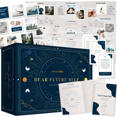 Mindmellow Vision Board Kit Dear Future Self  Create Your own Vision Board for Wall and Visualize The Life of Your Dreams Navy Blue