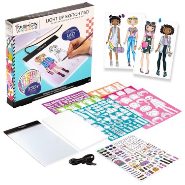 Fashion Angels Fashion Design Light Up Sketch Pad 12521 Light Up Tracing Pad Includes USB Ultra Thin Tablet Includes Stencils and Stickers Recommended for Ages 8 And Up
