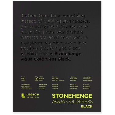 Stonehenge Aqua Black Pad 140lb Coldpress 8 x 10 Inches 15 Sheets