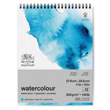 Winsor  Newton Watercolour Pad Mixture of 25 cotton and cellulose fibres Natural White 254 x 356cm12 Sheets 300gm