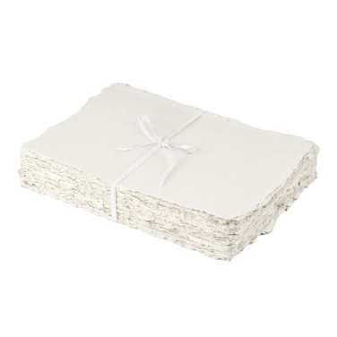 LEATHER VILLAGE 400 GSM  25 Sheets  RoughTextured DrawingSketching Paper  6 X 4 inche  HandmadeDeckle Edge Paper Made from Virgin Egyptian Cotton  OffWhite