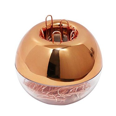 MultiBey NE0600607 Light Luxury Fashion Paper Clips Rose Gold Edition in Round Paper Clip Holder with Magnetic Lid 28 mm 100 Piece Per Box