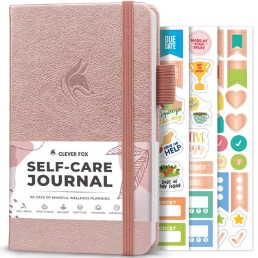 Clever Fox SelfCare Journal Pocket  Daily Reflection Notebook  Mental Health  Personal Development Planner Meditation  Mood Log Rose Gold