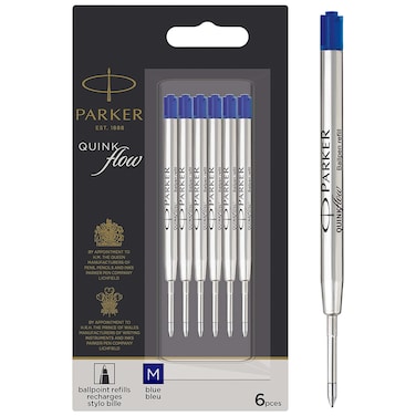Parker Quinkflow Ballpoint Pen Ink Refills Medium Tip Blue 6 Count Value Pack 2025156