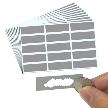 150 Pack Rectangle Scratch Off Labels Stickers Gray  19 x 06