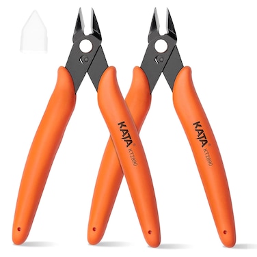 KATA 2Pack Micro Wire Cutters Precision Electronics Flush Cutter and Side Cutting pliers Clean Cut for Model Jewelry Model Kits