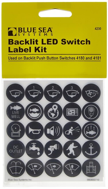 Blue Sea Systems 4230 Push Button Switch Label Kit Black