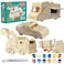 Kraftic Woodworking Building Kit  New and Updated 2020 Set  with 3 DIY Carpentry Construction Wood Model Toy Projects for Boys and Girls Food Truck Racing Car and Garbage Truck