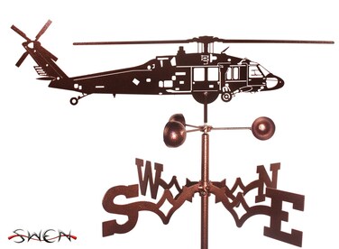 SWEN Products Hand Made Black Hawk Helicopter Weathervane New