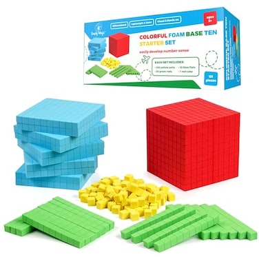 Simply Magic 131 PCS Foam Base Ten Blocks for Math  Place Value Blocks Base 10 Math Manipulatives K3 Math Counters Number Blocks Math Cubes Kids Counting Blocks Kindergarten 1st 2nd 3rd Grade