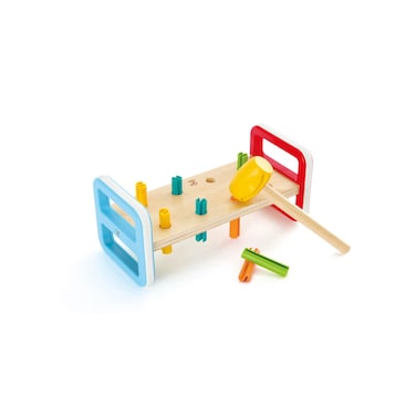 Hape Rainbow Pounder Pounding Bench Wooden Toy with Hammer Multicolor