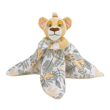 Disney Lion King Simba Yellow Green and White Jungle Leaves Lovey Security Blanket
