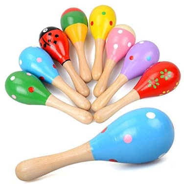 Elishine Mini Wooden Maracas Rattles Egg Shaker Kids Musical Party Favor Kid Baby Shaker Sand Hammer Toy Random Color Pattern