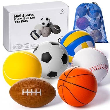 Set Of 6 Mini Sports Foam Balls for Kids Ball Outdoor Toddler Toys Toddler Ball Toys Toddler Sports Toys Outdoor Toys For Toddlers Toddler Outdoor Play Foam Football Baby Ball Toddler Boy Toy