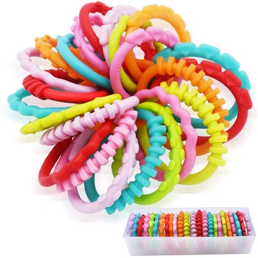 COLVWOFA 24 Pack Baby Rings Link Toys Attach to Stroller Clip On Car Seat Toy Connecting Toys for Infant Newborn Boy Girl Early Learning Toys Travel Accessory Set