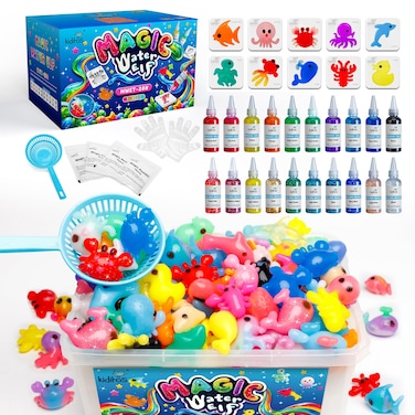Kiditos 20 Colors New Magic Water ELF Toy KitIncluding 10 Colors Magic Gel10 Colors Sparkling Magic Gel10 Sea Creatures Molds6 Dinosaur EggsWater Spirt DIY KitArtsCrafts STEM Birthday Gifts