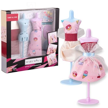 BANDAI 40433 Harumika Fashion Design for KidsCraft Your Own Catwalk Looks with This Creative KitDouble Torso SetYummy All Over Style Includes Reusable Mannequin Fabric and Accessories