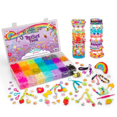 Rainbow Loom Treasure Trove  DIY Rubber Band Bracelet Craft Kit with Case  11000 Loom Bands  Accessories Design  Create Ages 7 Amazon Exclusive