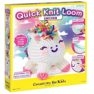 Creativity for Kids Quick Knit Loom Unicorn Plushie  Knitting Craft Kit for Kids  Create a DIY Unicorn Plush Toy