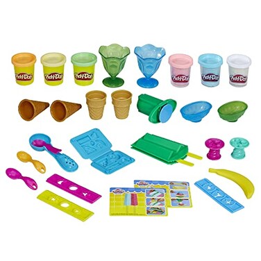 PlayDoh Kitchen Creations Ice Cream Party Set with 22 Tools  6 Colors 2Ounce Cans Back to School Classroom Supplies Preschool Toys Ages 3 Amazon Exclusive