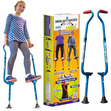 Geospace Original Walkaroo Steel Wee Balance Stilts with Adjustable Height for Little Kids  Beginners Ages 4 and up to 120 lbs for Active Play  Excercise Blue