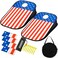 sinzedor Portable Board Set with Carrying Case and 8 Bean Bags for Indoor and Outdoor Use American Flag Theme 3 x 2 Feet Red White Blue TGUSA1
