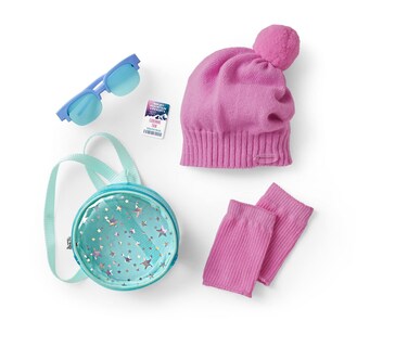 American Girl Corinne Tan Girl of the Year 2022 18inch Doll Accessories with Hat Sunglasses and Backpack For Ages 8