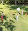 HearthSong Jumbo 3in1 ThreeSquare Game Set Featuring Badminton Tennis and Volleyball with Adjustable Net