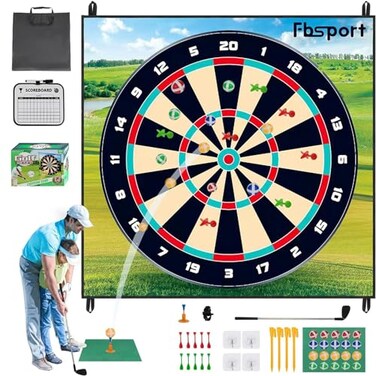 FBSPORT Golf Chipping Game with Sticky Balls and Darts Chipping Golf  Dart Practice Mats Indoor Outdoor Games Golf Game Set Includes Golf Club