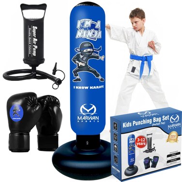 Marwan Sports Kids Punching Bag Toy Set Inflatable Boxing Bag Toy for Boys Age 312 Ninja Toys for Boys ChristmasBirthday Gifts for Kids 45678910 Years Old