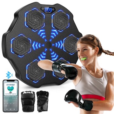 Second Generation Smart Music Boxing TargetMusic Boxing Machine Smart Boxing Machine Wall Mounted Bluetooth Boxing Training Punching Equipment Home Workout Musical Boxing Machine with Gloves