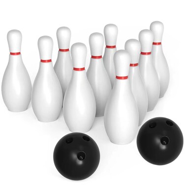 Large Size Thickened Kids Bowling Set Indoor and Outdoor Sports Family Sports Games Plastic Bowling Set 12 Piece Set10 Bottles 2 Balls
