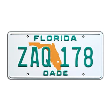 Celebrity Machines Miami Vice Sonny Crocketts Ferrari Daytona Spyder 365 GTS4 ZAQ 178 Metal Stamped Replica Prop Licence Plate