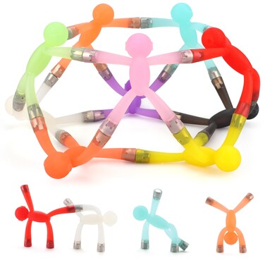 Boxgear 10 Pcs Mini Man Magnetic Toy Translucent Novelty Toys Rubber Magnet Men Toy Fridge Magnets Humanoid Magnetic Toy Kids Travel Toys Multicolor