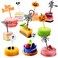50 Plastic Halloween Toothpicks 10 Kind of Halloween Themed Cupcake Topper Food Picks  Pumpkin Ghost Skull Spider Bat Decorative Cake Fruit Cocktail Appetizer Pick for Kids Birthday Party Supplies