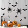 Boao 46 Pieces Halloween Bat Spider Decorations Hanging Bats and Spiders Wall Decals Window Stickers Halloween Party Supplies
